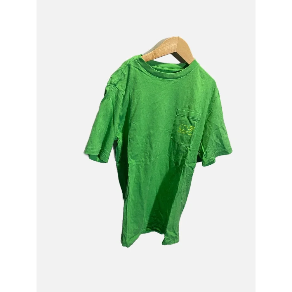 Vineyard Vines Pocket Tee Kids Large 16 Green Whale Graphic Short Sleeve Preppy